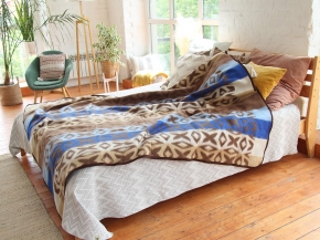 Одеяло п/шерсть 40% 190*205 жаккард цв. коричневый с синим (Узбекистан)